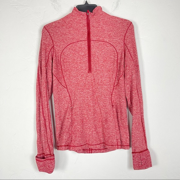 lululemon athletica Jackets & Blazers - Lululemon Run Briskly 1/2 Zip Coat Jacket Heathered Red Marled Knit Running